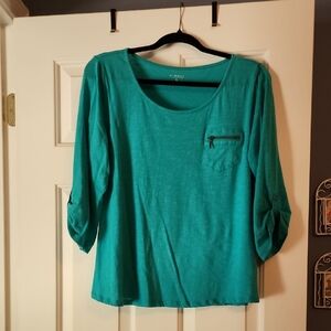 Sonoma Green Relaxed Long Sleeve Blouse